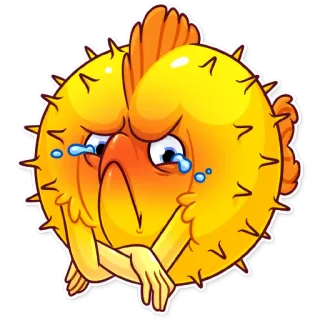 ☹️ ryba, płacz, smutny, kreskówka, emocje, żółty telegram sticker