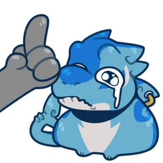 🖕 Cartoon, Stinkefinger, Beleidigend, Blau, Weinend, Monster whatsapp sticker