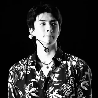 ➖ ผู้ชาย, ภาพเหมือน, นักร้อง, kpop, คนดัง, เกาหลี, ขาวดำ telegram sticker