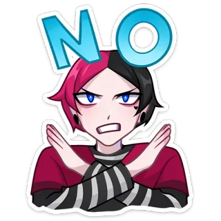 👎 NO nein, ablehnung, verweigerung, anime, kreuz, verboten, untersagt whatsapp sticker