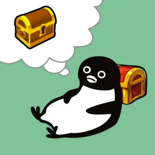 💎 pingouin, trésor, rêve, mignon, dessin animé, animal, boîte telegram sticker