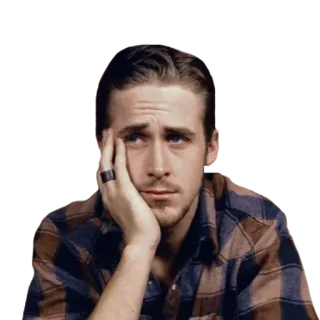 😔 Ryan Gosling acteur, beroemdheid, portret, peinzend, man whatsapp sticker