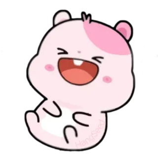 😂 HangSeed Hamster, niedlich, Cartoon, kawaii, Tier, rosa, fröhlich whatsapp sticker