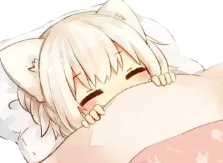 😪 Anime, Nekomeisje, slapend, schattig, kawaii telegram sticker
