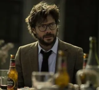 🏦 Professor Money Heist homme, lunettes, professeur, la casa de papel, personnage, acteur, personne telegram sticker