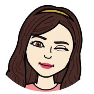 😉 cartone animato, avatar, donna, faccia, occhiolino, bruna, ritratto telegram sticker
