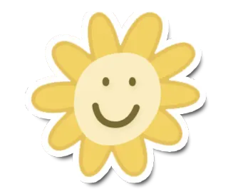 🙂 fleur, jaune, smiley, mignon, dessin animé, autocollant, tournesol whatsapp sticker