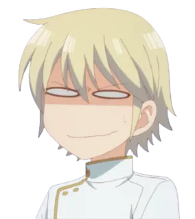 😐 アニメ, キャラクター, 表情, 面白い, 金髪, 真剣 telegram sticker