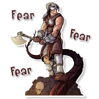👻 Dragonborn Skyrim Fear kapak, pejuang, fantasi, ketakutan, helm, permainan telegram sticker