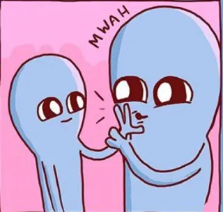 😘 MWAH 宇宙人, キス, チュッ, 愛, アニメ telegram sticker