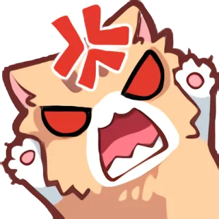 💢 โกรธ, แมว, สัตว์, การ์ตูน, มีม, แมว, สีหน้า telegram sticker