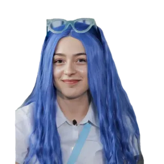 🙂 ผมสีฟ้า, แว่นกันแดด, ผู้หญิง, ภาพเหมือน whatsapp sticker