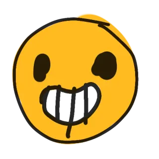 😁 emoji, smiley face, cartoon, happy, yellow, doodle telegram sticker