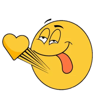 ❤ Эмодзи, Сердце, Любовь, Ухмылка, Язык, Смешной telegram sticker