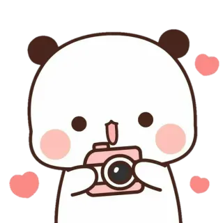 🦋 Panda, Kamera, Süß, Kawaii, Herzen, Aufkleber telegram sticker