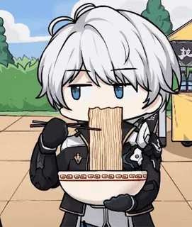 🍜 Anime, Mangiare, Ramen, Kawaii, Carino, Chibi telegram sticker