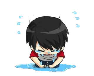 🙇‍♂️ płacz, smutny, emocjonalny, łzy, anime, chibi telegram sticker