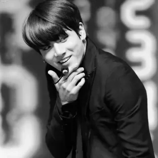 ☁️ Jungkook Jungkook, BTS, K-pop, Cantor, Ídolo, Preto e branco, Retrato telegram sticker