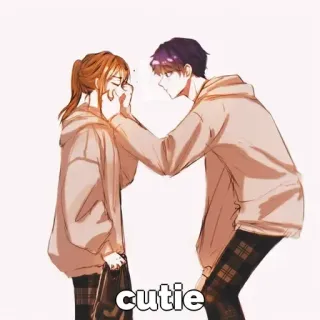 🤔 cutie süß, paar, zuneigung, liebe, cartoon, beziehung, romantisch whatsapp sticker