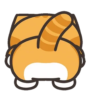 🍑 猫, 屁股, 尾巴, 可爱, 动物, 橙色, 卡通 telegram sticker