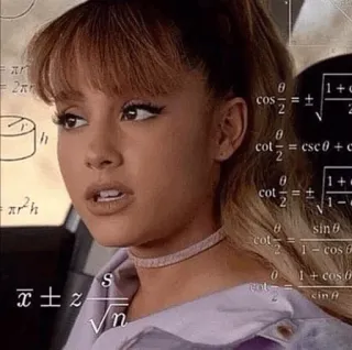 📀 Ariana Grande réflexion, penser, maths, confus, équation, Ariana Grande whatsapp sticker