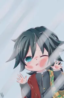 ©️ Giyu Tomioka Demon Slayer アニメ, 鬼滅の刃, 冨岡義勇, 漫画, ちびキャラ, かわいい whatsapp sticker