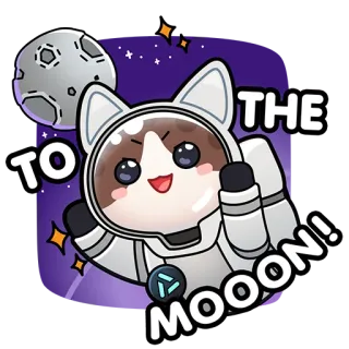 ☺️ TO THE MOOON! cat, astronaut, moon, space, stars, cartoon, cute telegram sticker