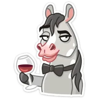 🍷 cheval, vin, toast, animal, dessin animé, boire telegram sticker