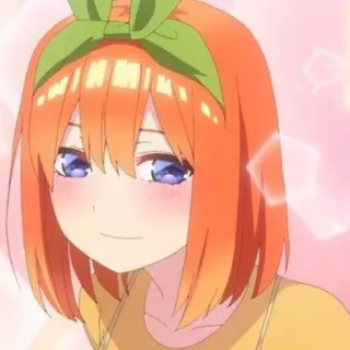 👒 Yotsuba Nakano The Quintessential Quintuplets anime, garota, fofa, cabelo laranja, Yotsuba Nakano, The Quintessential Quintuplets telegram sticker