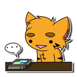 😐 gato, telefone, desenho animado, animal, comunicação, balão de fala telegram sticker