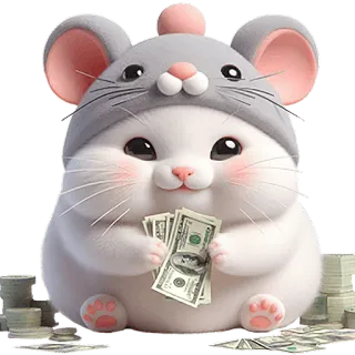 🤑 หนู, การ์ตูน, น่ารัก, เงิน, สกุลเงิน, ภาพประกอบ, สัตว์ whatsapp sticker