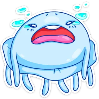😭 dibujos animados, triste, llorando, medusa, pegatina, azul whatsapp sticker