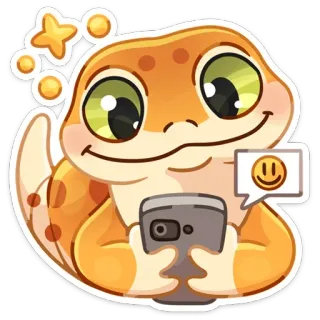 ☺ ящерица, животное, милый, эмодзи, переписка, телефон, рептилия, геккон telegram sticker