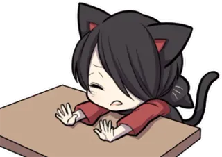 😫 Katzenohren, Anime, Traurig, Chibi, Manga, Katze telegram sticker