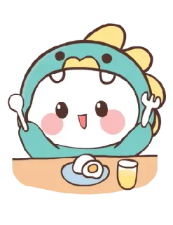 🍽 cute, cartoon, dinosaur, food, breakfast, egg telegram sticker