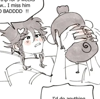 🩹 trip for 3 weeks
wow.. I miss him
SO BADDDD !!

I'd do anything telegram sticker