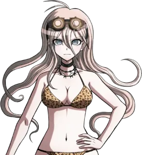 🔩 Miu Iruma Danganronpa V3: Killing Harmony anime, girl, bikini, blonde, leopard print, video game, fanart telegram sticker