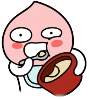 🍚 comendo, pêssego, desenho animado, comida, fofo telegram sticker