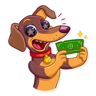 😃 หมา, เงิน, การ์ตูน, สติกเกอร์, ดัชชุน telegram sticker