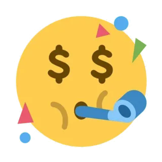 🥳 money, emoji, celebration, dollar, party telegram sticker