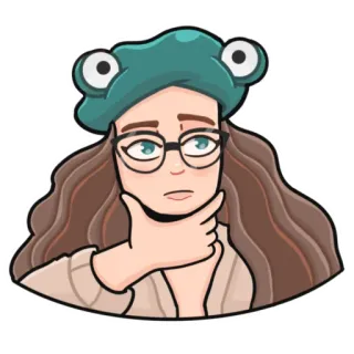 🤔 adesivo, mulher, retrato, desenho animado, ilustração, menina, fofo, arte telegram sticker