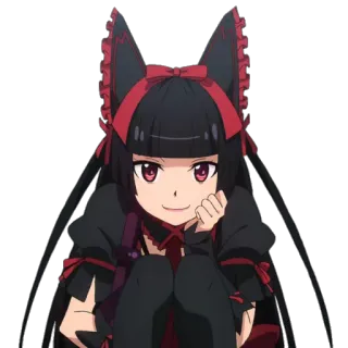 🤔 gadis anime, imut, manga, kawaii, kartun, merah, hitam telegram sticker