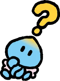 🤔 cartoon, question mark, blue, yellow, cute, thinking telegram sticker