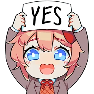 😃 YES anime, emocionado, feliz, positivo, lindo whatsapp sticker