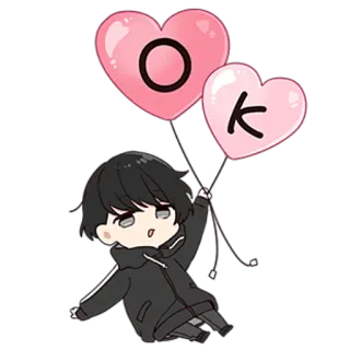 👌 OK Chibi, Anime, Coeur, Ballons, Mignon telegram sticker
