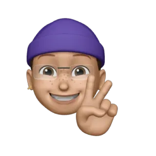 😉 emoji, peace sign, beanie, face, glasses, sticker telegram sticker