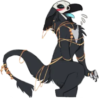 😮 фэнтези существо, антро, маска черепа, монстр, OC, фурри telegram sticker