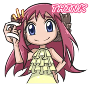 🤔 THINK อนิเมะ, คิด, การ์ตูน, ผู้หญิง, น่ารัก telegram sticker