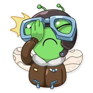 ☹ desenho animado, mosca, inseto, aviador, piloto, óculos telegram sticker