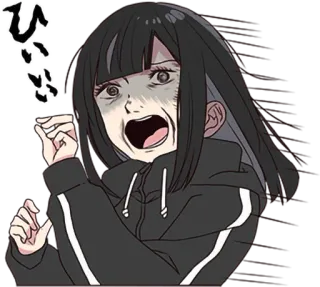 😱 ひいい anime, assustado, terror, pânico, grito, mulher, mangá telegram sticker